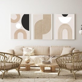 Modern Geometric Plant Decoration Poster, Artistic Abstract Decoration Painting, Printed Poster On The Background Wall Of The Bedroom, Living Room, Office, Frameless (A 6.30 x 40 cm x 3)