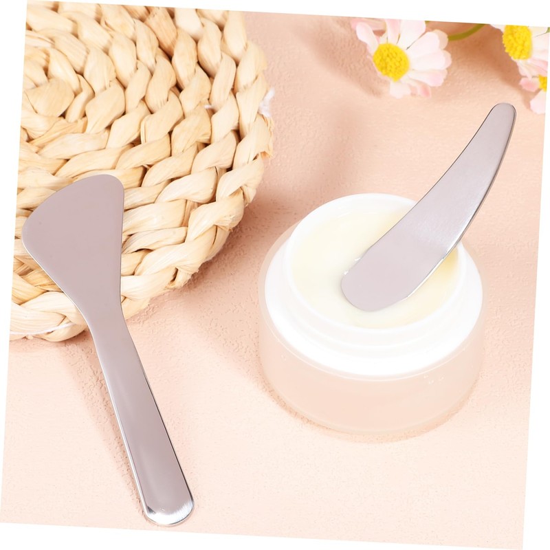 KOMBIUDA Set of 2 Metal Makeup Spatulas Skincare Tool Comfortable