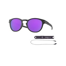 Oakley OO9265 Latch 926555 53MM Matte Black/Prizm Violet Oval Sunglasses for Men + BUNDLE Accessory Leash Kit + BUNDLE with Designer iWear Complimentary Care Kit