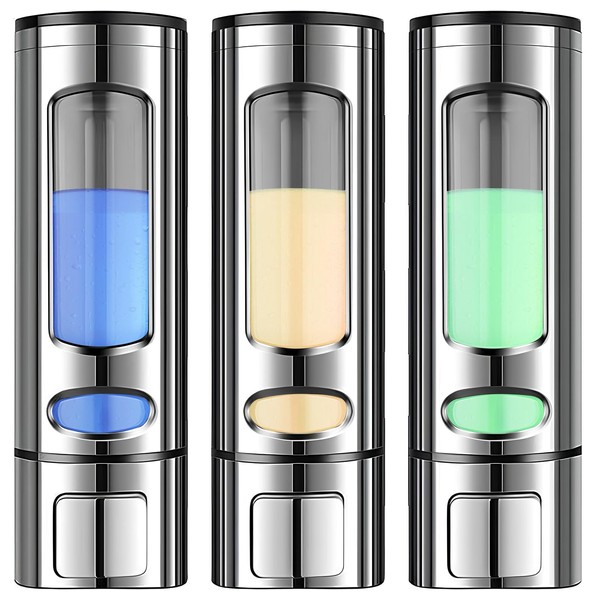 Lixintray Shampoo and Conditioner Dispenser, 3-Chamber Wall Mounted Shower Soap