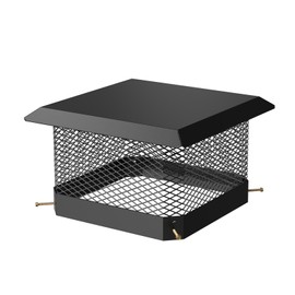 Chimney Cap 15" x 15", Galvanized Steel Chimney Cover, Weatherproof & Spark Arrestor, Easy Bottom Installation, Heavy-Duty Adjustable Mesh Cover for Outside Clay Flue Tile, Black