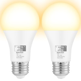 Qualilux Dusk to Dawn Light Bulbs 1000 Lumen, Soft White, LED 12W, A19 E26, 2-Pack, HQ-H021