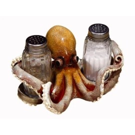 Comfy Hour Retro Collection 3" Octopus Salt and Pepper Bottle Holder, Polyresin
