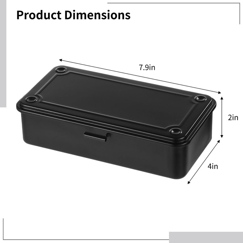 Steel Storage Box with Hinged Lid, Metal Container for Scrapbook