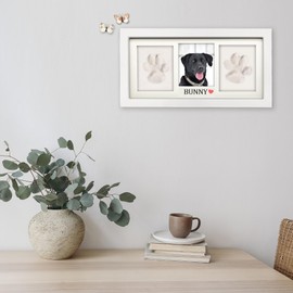 MYPAWLETS Paw Print Kit for Dog Cat,Pet Paw Print Impression Kit with Customization Tools,Pawprint Keepsake,Soft&Uncrackable Pawprint Clay,One Dog Memorial Frame 2 Display Mats,Dog Lover Gifts-White