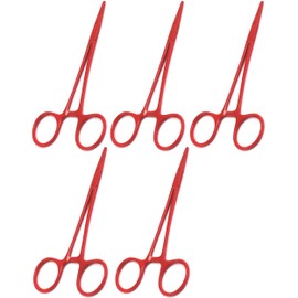 AAProTools 5 Red Color Mosquito Locking Hemostat Forceps Straight 5" Ideal for All Types of Hobby and First Aid Kit