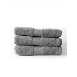 Taka Fabrics 3 Pieces Wave Collection Ultra Soft and Highly Absorbent 100% Turkish Cotton Towels Bath, Hand, Kicthen Facecloth Sauna Pool Guest Towels Sets (80x50cm-3 Pieces, Dark Grey)