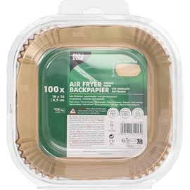PAPSTAR, 100 Baking Paper 16 cm x 16 cm x 4.5 cm Brown for Hot Air Fryers