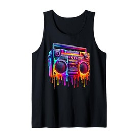 Dripping Paint Boombox Old School 80s Music Hip Hop Tank Top