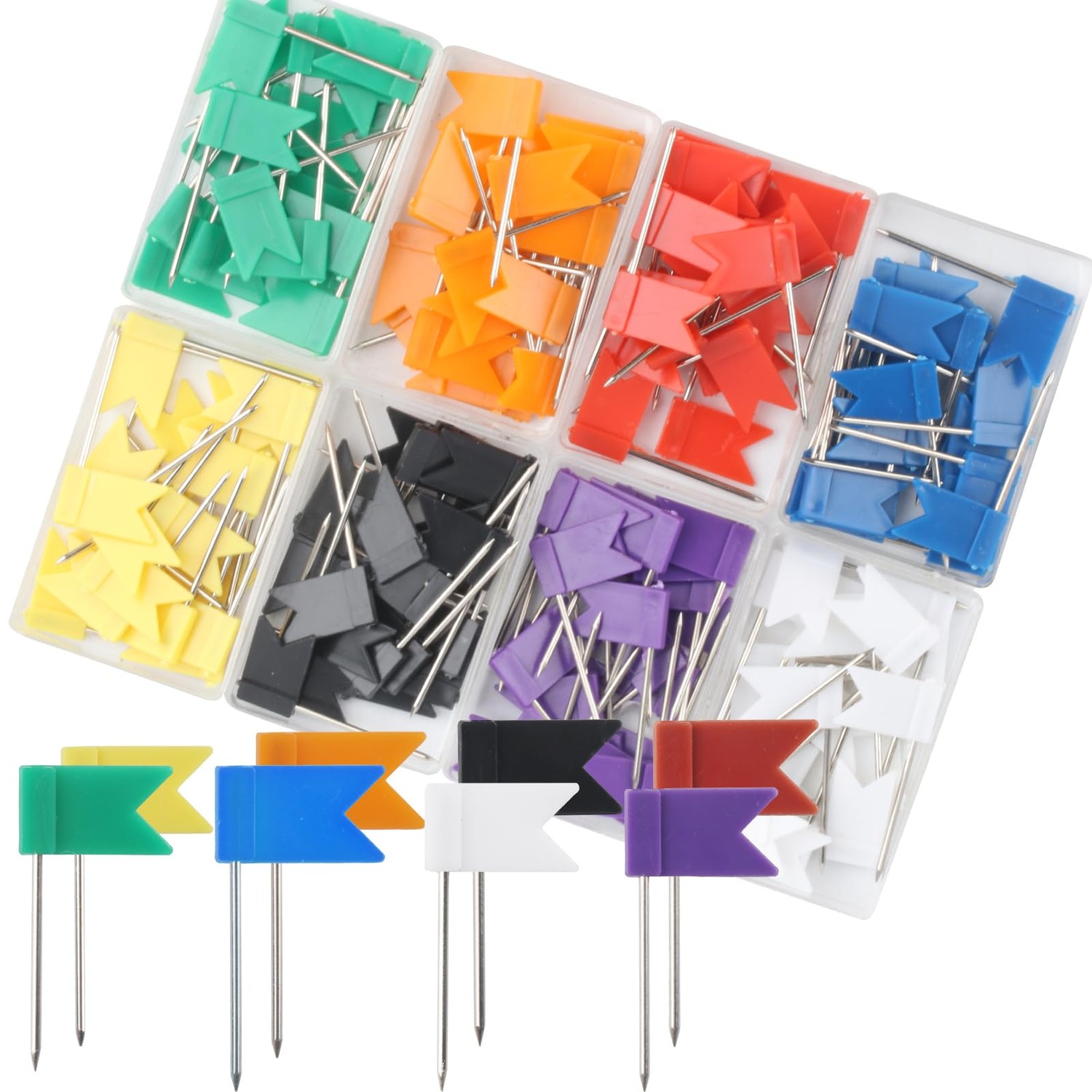 Pack of 160 Flag Pins, Colourful Marking Flags Pin Board, Colourful ...