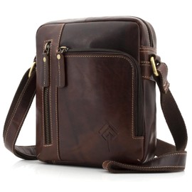 ekavale Men's Leather Shoulder Bag - Shoulder Bag for Men, Dark brown