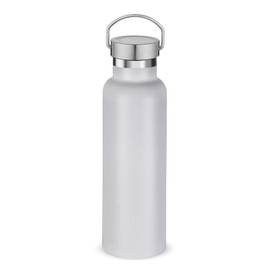 Volhoply White Stainless Steel Water Bottles,600 ML Vacuum Insulated Double Wall Travel Bottle with Leak Proof Lid of Handle,Metal Reusable Standard Mouth Flask Thermoses for School,Hikers,Gift