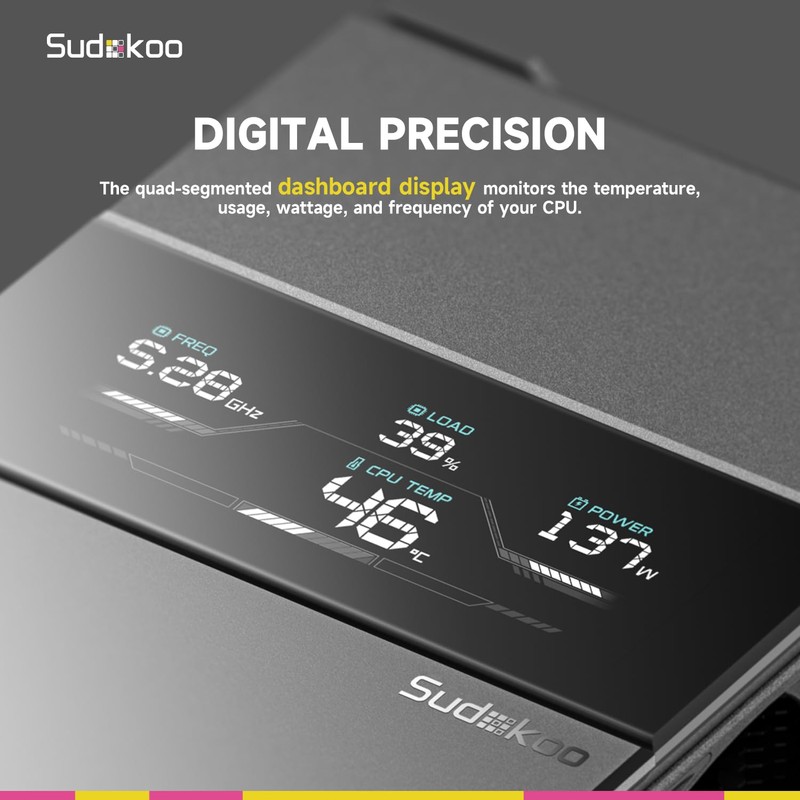 Sudokoo Sudokoo SK700V AM5 CPU Cooler, AM5 Exclusive, Digital Display,