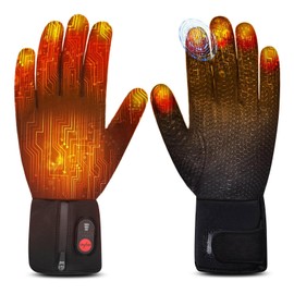 Heated Glove Liners for Men Women,Rechargeable Electric Battery Heating Riding Ski Snowboarding Hiking Cycling Hunting Thin Gloves Hand Warmer (Silicone Grip Liner, Medium/Large)