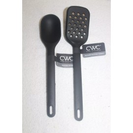 CWC 2 pc Black Silicone Spoon & Slotted Turner Set Kitchen Utensils CWC