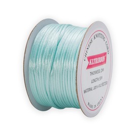 KLTRIBBON 2mm Lt Blue Satin Rattail Cord String for Jewelry Making Bracelet Necklaces Beading Thread Macrame Kumihimo Chinese Knot Craft 50meters