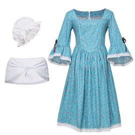 GRACEART Colonial Girls Dress Prairie Pioneer Costume 100% Cotton Calico