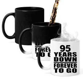 Designsify Gifts, 95th Anniversary 95 Years Down Forever to Go, 11oz Color Changing Mug Ceramic Heat Sensitive Magic Tea-Cup, for Birthday Mom Dad Parents Fathers Mothers Day Party, to Men Women Him