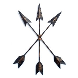 CraftyCrocodile Iron Arrow Wall Decor - Hanging Native American Arrow Decor with Sprinkles of Gold for Bedroom, Living Room, Kitchen - Rustic Style Metal Art for Home Interior