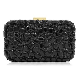 Milisente Clutch Purses For Women Crystal Clutches Evening Bags Gemstone Clutch Purse For Wedding Formal, Black