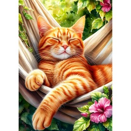 DPHERO Sleeping Cat Diamond Painting Kits for Beginners Adults,5D DIY Hammock Diamond Art Kits,Round Full Drill Kitten Gem Art Crafts Kits,DIY Painting by Numbers for Home Wall Decor 12x16 inch
