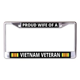 Proud Wife of A Vietnam Veteran Chrome License Plate Frame
