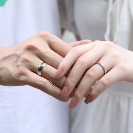 MILACOLATO 5mm Sterling Silver Rings for Women Men 18K White Gold Plated Plain Stackable Thumb Rings Tarnish Resistant Statement Wedding Band Ring Comfort Fit Size 7