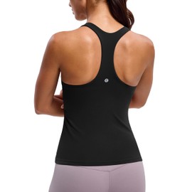 BAYDI Clouduxi Workout Tank Tops for Women Racerback Yoga Shirts with Built in Bra Gym Athletic Sleeveless Camisole Black