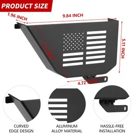 Lifronkit Metal Rear Door Storage Box, Door Side Insert Organizer Pocket with US Flag Style for 2007-2018 Jeep Wrangler JK JKU 2/4 Door, Black, 2pcs