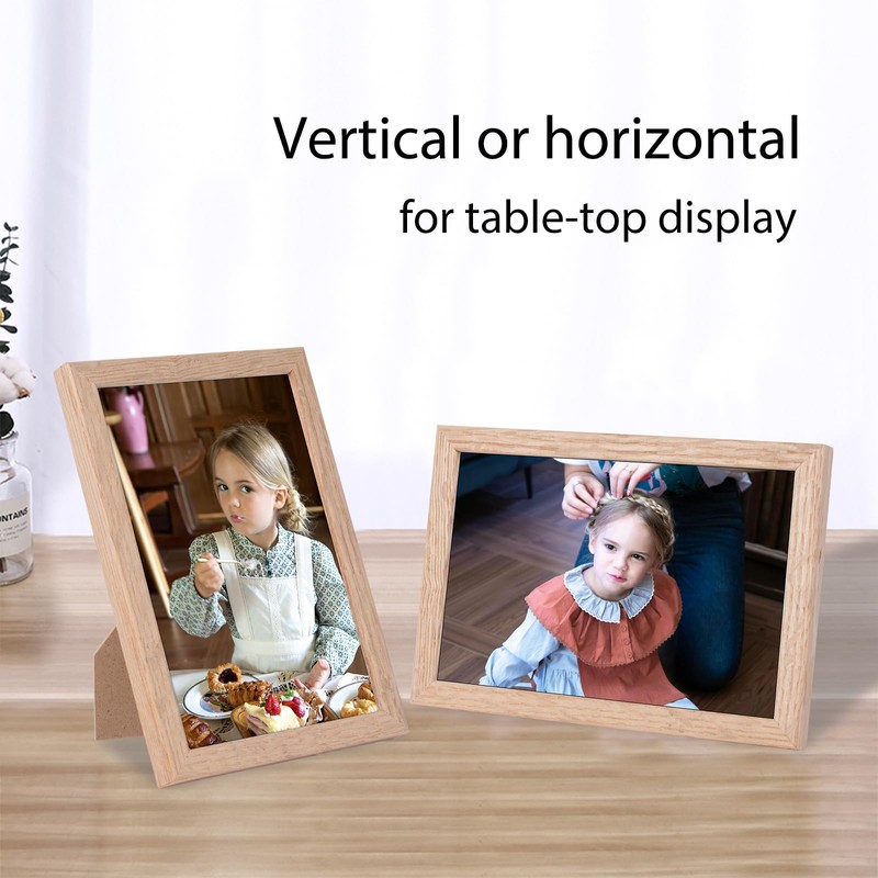 3Pack-5x7 Inch Natural Solid Oak Wood Picture Frames Set for