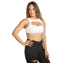 Seamless Crop Top for Women – Wireless Sports Bra, Tank Top with Built-in Bra, White & Black Athletic Tops (US, Alpha, Small, Regular, Regular, White)