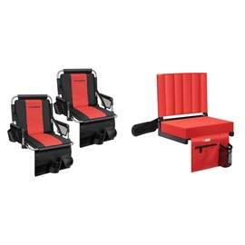 VIVOHOME Stadium Seats with Back Support and Cushion, 2 Pack Portable Bleacher Chairs Portable Stadium Seat for Bleachers with Back Support, Folding Bleacher Chair