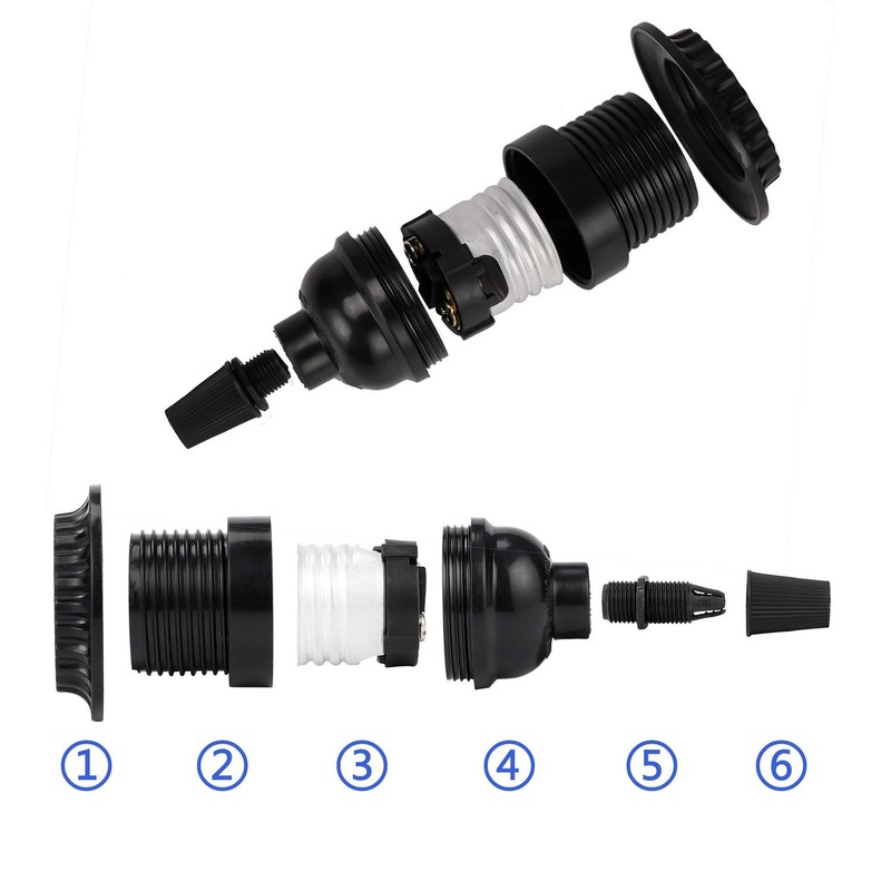 Aplstar Black E26/ E27 Light Sockets, Retro Edison Lamp Holder