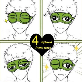 Shinywear 2Pcs Sleep Eye Mask for Women Kids, Shinywear Eye Mask for Sleeping, Cute Sad Frog Blindfold Plush Funny Eye Shade Cover for Travel Yoga Nap Block Out Light - Soft Cotton Inside for Sensive Skin