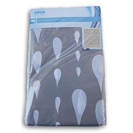 REGENT Vinyl Bath Shower Curtain - 70 x 72 Inches (Raindrops on Gray)