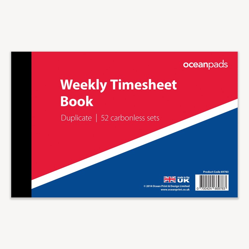 Weekly Employee Time Sheet Pad, Duplicate, A5 2-Part Carbonless Paper