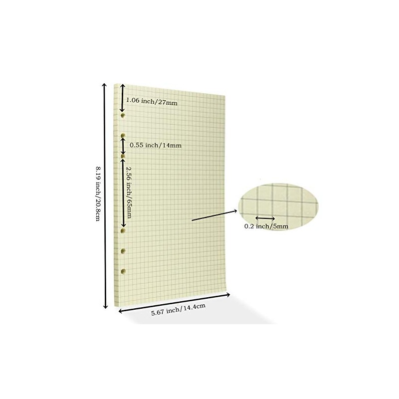 A5 Refillable Note Paper Refill Paper 6 Hole Notebook Refill