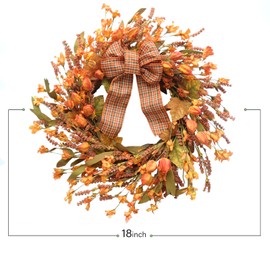 CIR OASES 18-inch Fall wreaths Handmade Fall wreaths Berry leaf wreaths Orange wreaths Fall Harvest wreaths Thanksgiving Harvest Holiday wreaths Decorate holiday celebration wreaths