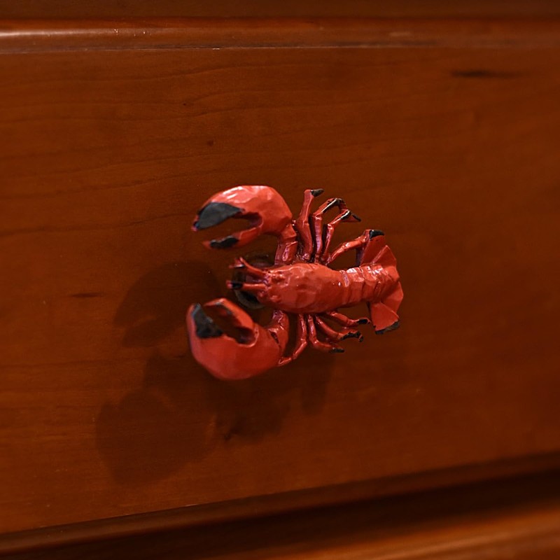 TG,LLC Treasure Gurus Red Nautical Lobster Metal Drawer Pull Dresser