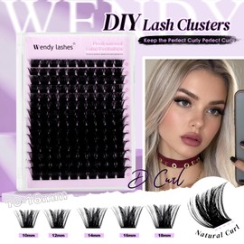 WENDY LASHES Lash Clusters, 200D D Curl DIY Eyelash Extensions 10-18MM