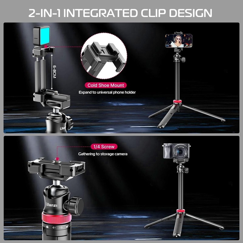 ULANZI MT-44 Extendable Phone Tripod, 59" Selfie Stick Vlog Stand