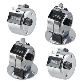 Clicker Counter 4 Pcs Hand Counter Clicker 2.2 * 2.5 * 1.1in Counters, with Metal Shell, 4 Digits, Suitable for Golf, Laps and Rows (Normal Type*2+Base Type*2)