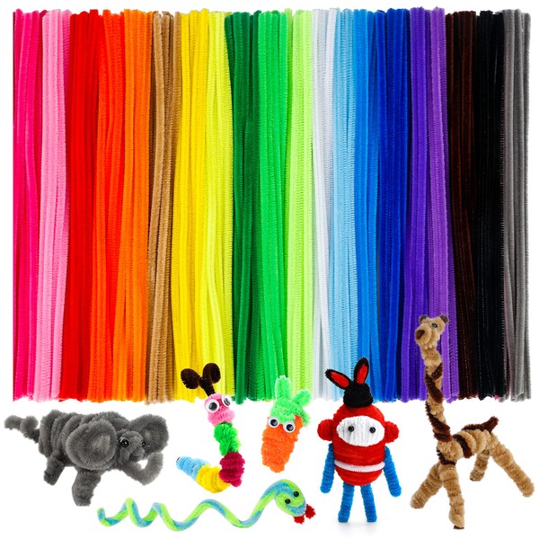 Caydo 200 PCS Pipe Cleaners Craft Supplies Multi-Color Chenille Stems for Art and Craft Projects Creative DIY Decorations (12inch x 6mm)