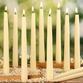 10 in Beeswax Taper Candles,12Pack Dripless Pure White Beeswax Candle Sticks,9 Hours Long Burning Natural Bees Wax Candles for Home,Unscented Smokeless Tapered Candlesticks for Dinner