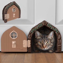 Fairy™ Door Interior Pet Door - Large Cat Door for Cats Up to 20 lbs, Durable & Versatile Indoor Kitty Door for Solid or Hollow Core, Stylish Cat Hole, Comfortable, Easy Install, with Tight Lock