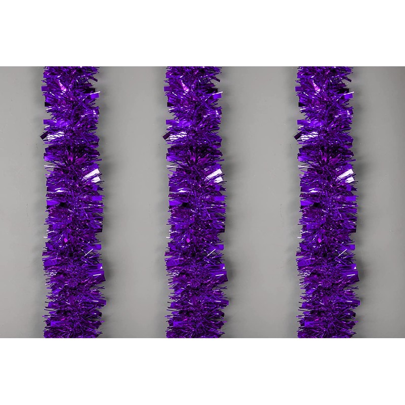 SHATCHI 4Pcs Purple 1.8m/6ft Xmas Metallic Chunky Tinsel Garland for