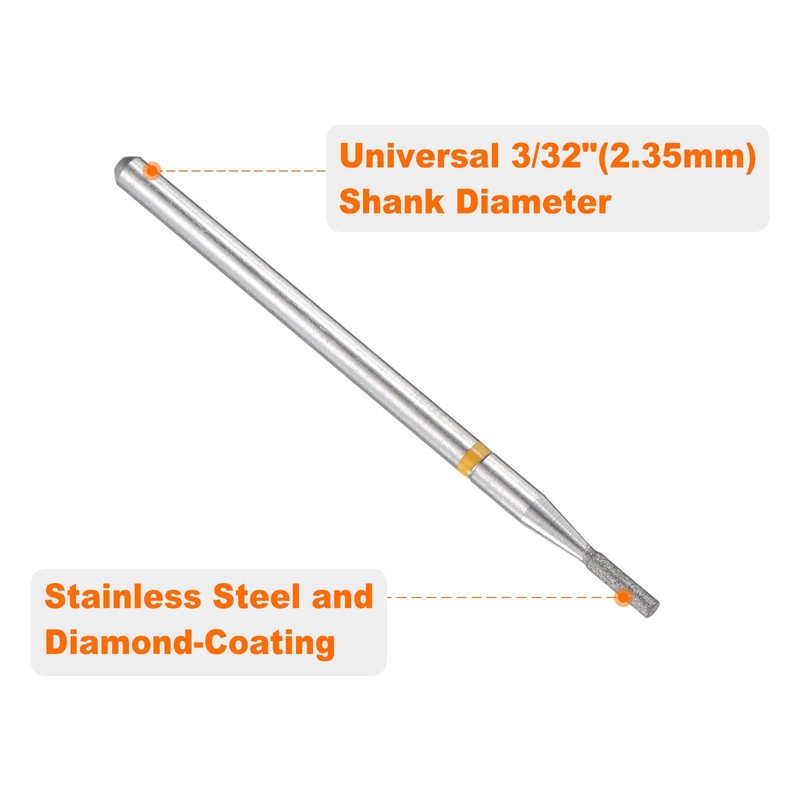 sourcing map 10pcs 325-400 Grits Diamond Grinding Bit 1.35mm Cylinder