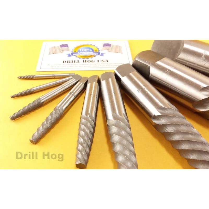 Drill Hog 9 Pc Jumbo Spiral Easy Out Set Round