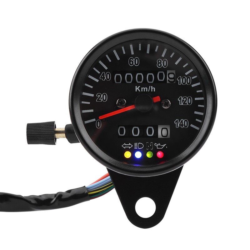 60mm Black Motorcycle Odometer Speedometer Gauge with indicator