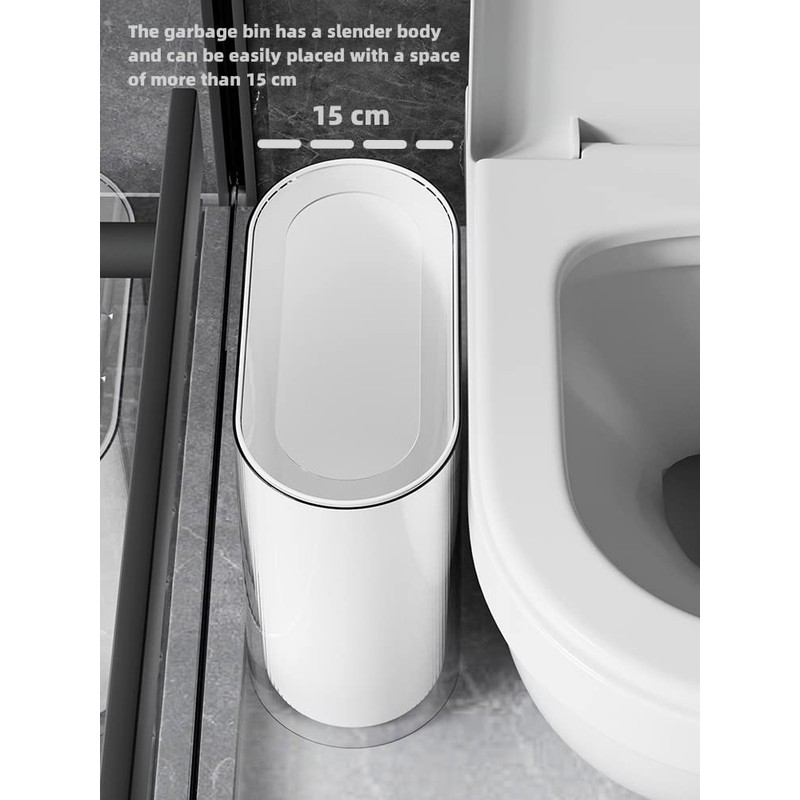 IEEK Small Waste Basket Slim Trash Can 3.2 Gallon/12L Clear